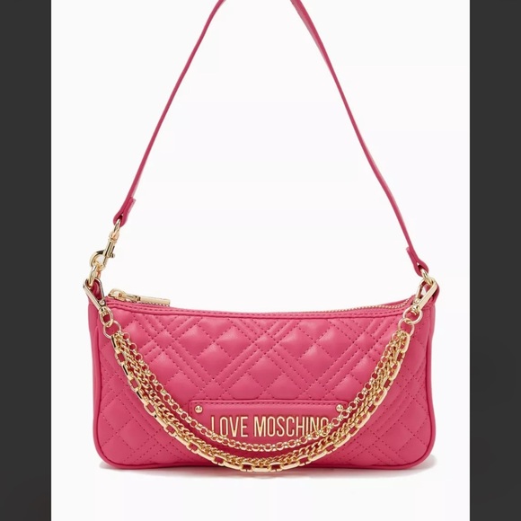 Love Moschino NWOT Hot Pink Quilted Logo Shoulder Bag - Picture 10 of 14